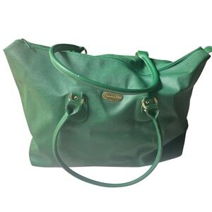 Vintage Christian Dior Perfumes Emerald Green PVC Large Green Travel Bag